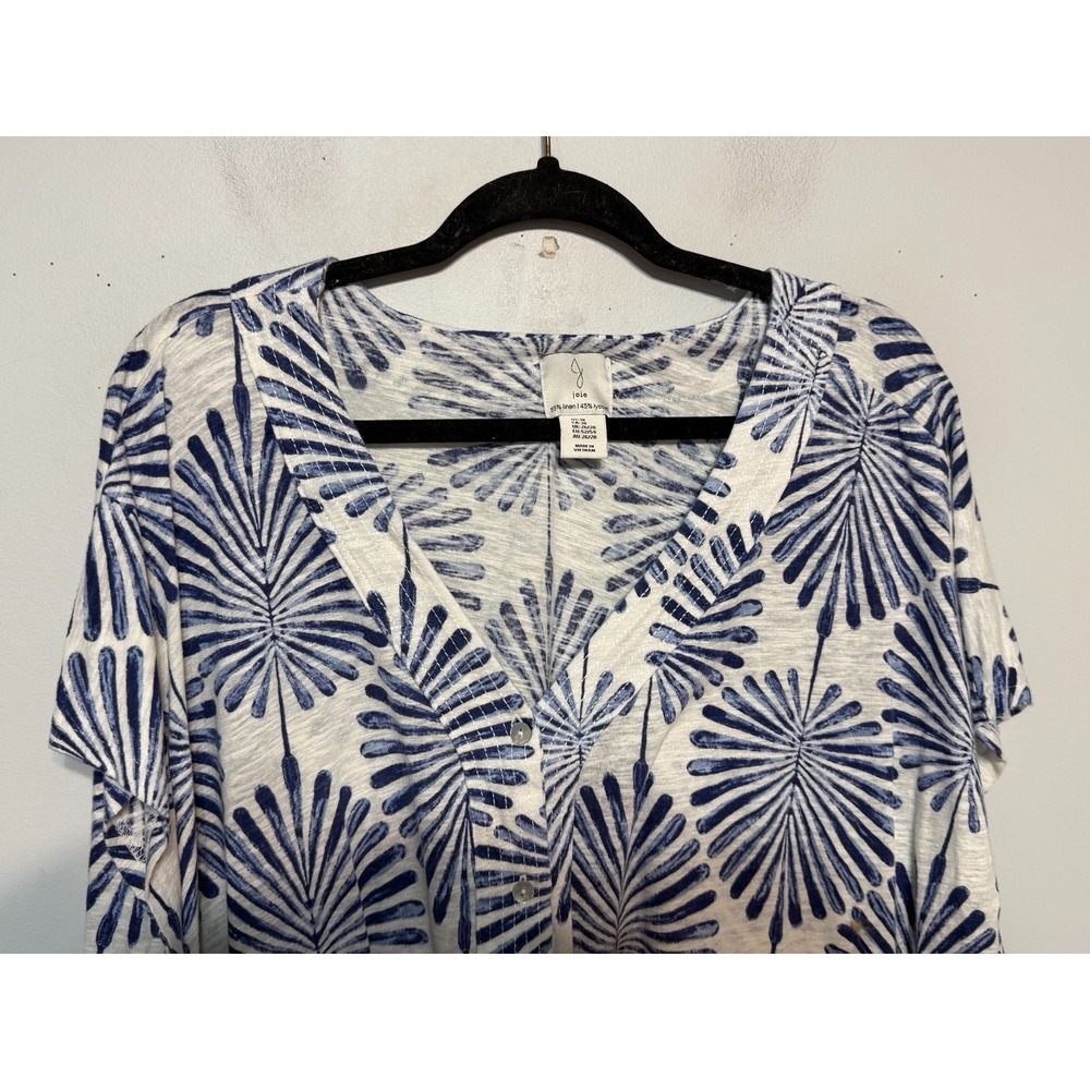 Joie Euro Summer Linen Blend Top Womens Size 3X Scandinavian Yacht Club Tropical - Picture 3 of 6